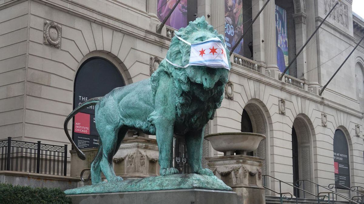 Chicago's Art Institute lion's face masks stolen