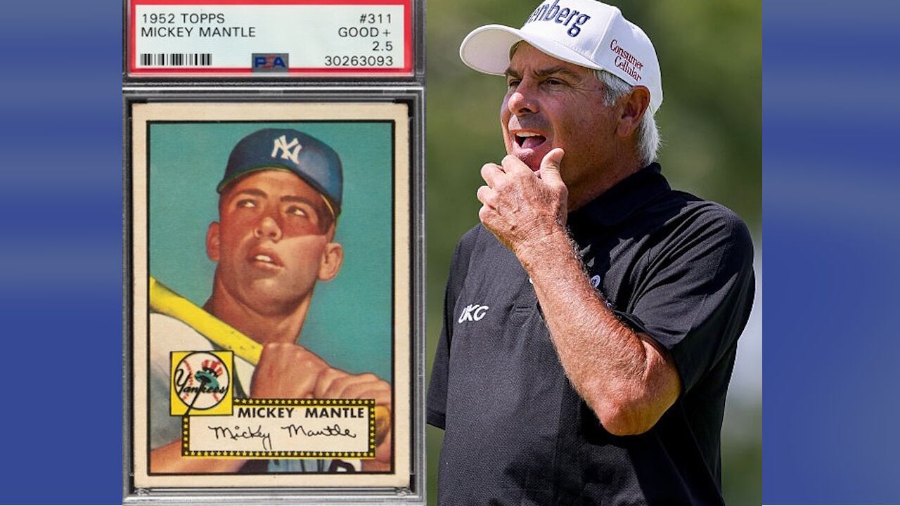 1952 Topps Mickey Mantle baseball card owned by golfer Fred Couples sells  for $158K  Boston 25 News